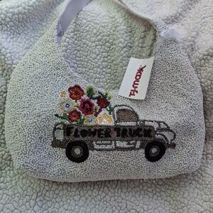 T.J.Maxx White Beaded Kids Shoulder Bag with Colorful Flower Truck